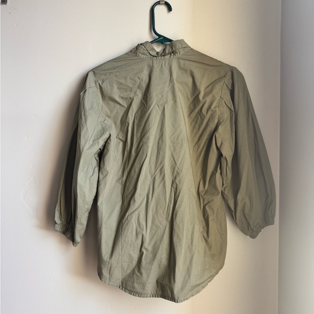 Nation LTD Pima Cotton Blouse S | Puff Sleeve Button Front Top Minimalist Chic - Picture 14 of 14